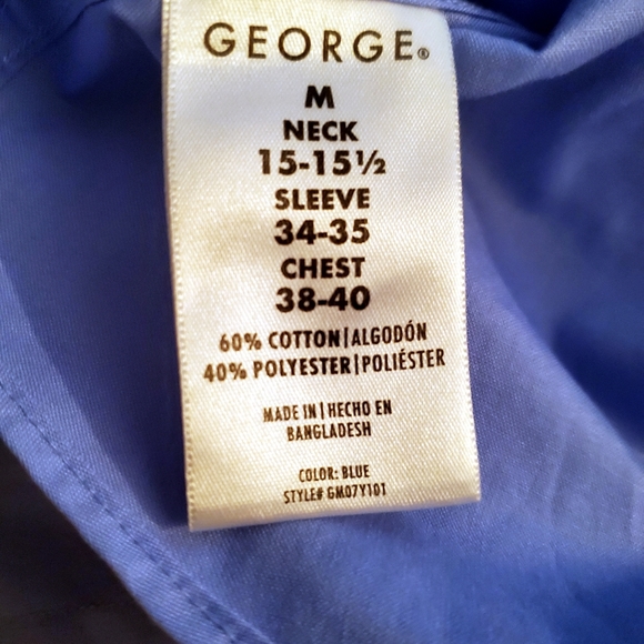 George Men's Button Down Blue Shirt 15-15 1/2 34-35 - Picture 5 of 6